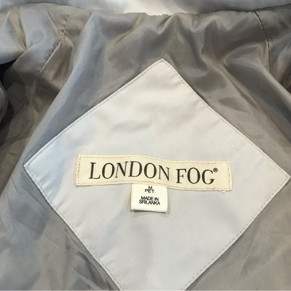 London Fog Sz M Petite Full Zip Hooded Jacket Coat Lined Drawstring Waist Beige - Picture 7 of 8